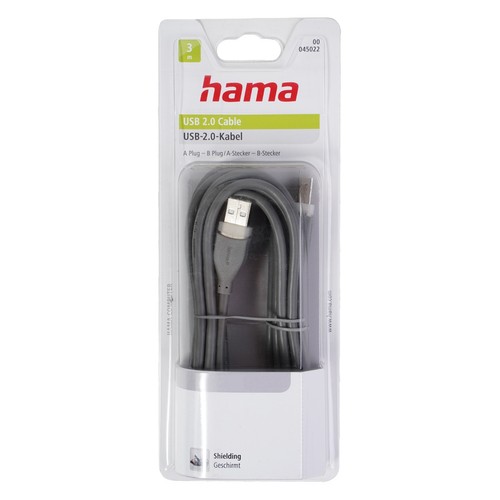 Hama 3m USB-Kabel 2.0 Anschlusskabel Typ A auf B Stecker Daten Verbindungskabel - Bild 4 von 4