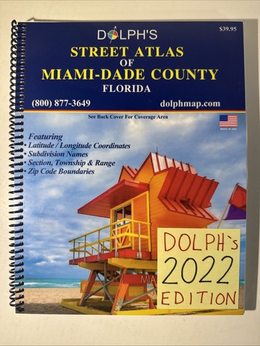 Miami-Dade County Florida Street Atlas 2022 Dolph Maps Hialeah Doral FL Guide - Picture 1 of 18