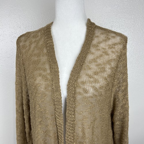 Umgee Pullover Damen 1X hellbraun offen Strick Spitze Blumensaum vorne offen Cardigan außen - Bild 7 von 14