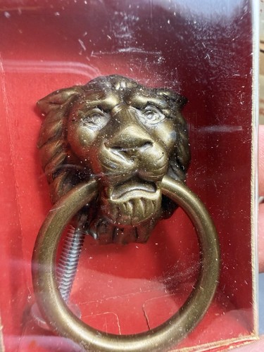 Vintage Lion Head w/Ring Drawer Cabinet Steel Pull Hardware NIP NOS Sears LOT 12 - Picture 2 of 17
