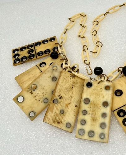 Vintage unusual Domino & small balls necklace - Picture 8 of 10