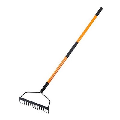  Garden Rake for Gardening, Heavy Duty Garden Rake for Lawns, 14 Tines Bow 