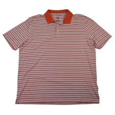Cutter & Buck Mens Striped Polo Shirt XL Orange Purple White DryTec Golf Casual