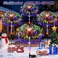 8PCS Solar Fireworks Lights Outdoor Christmas Garden Yard Decor 8 Modes IP65