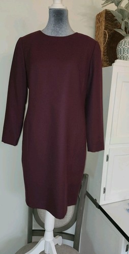 J.G. Hook 100% Wool Sheath Dress Burgundy Wine 8 Petite No Itch Lined - Picture 2 of 15