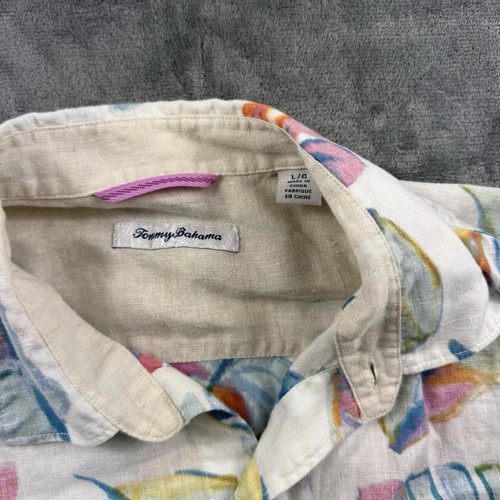 Tommy Bahama Shirt Mens Large White Hawaiian Tropical Button Up Camp - Picture 2 of 5