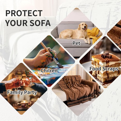 Boho Anti-Rutsch Couch Bezug Weich Haustierfreundlich Sofabezug für Hund Chenille Couc... - Bild 4 von 7