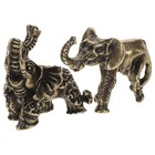  2pcs Chinese Feng Shui Brass Mascot - Mini Elephant Decor - Animal Statue
