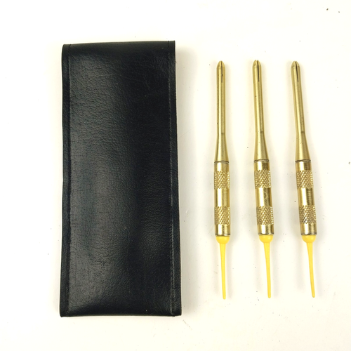 Vintage English Mark Darts Plastic Point Gold Barrell & Shafts w/Case No Flights - Picture 3 of 4
