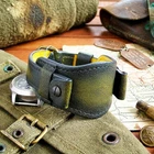 20mm Black Leather Watch Strap Band Bund Military Watch Handmade Cuff Bracelet