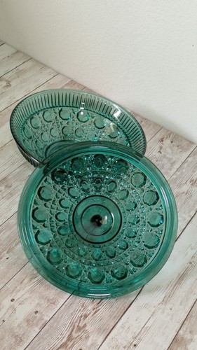 Vintage MCM Indiana Glas Windsor Knopf & Rohr Smaragdgrün Bonboniere mit Deckel - Bild 5 von 9