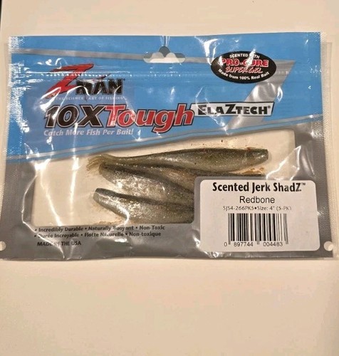 Z-Man Scented Jerk ShadZ 4" Soft Plastic Swimbait Qty 5 Redbone Saltwater