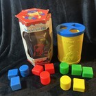 Vtg 1977 Fisher Price Baby's First Blocks Toddler Shape Sorter Toy yellow 414