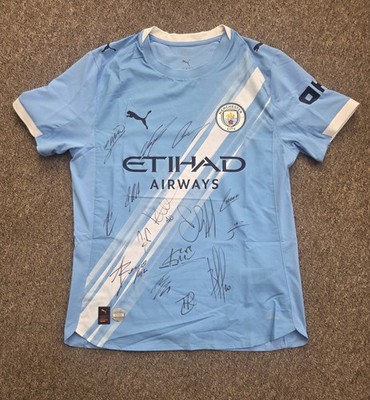 Manchester City Team Signed Official Authentic 2025-2026 Home Shirt Club COA 