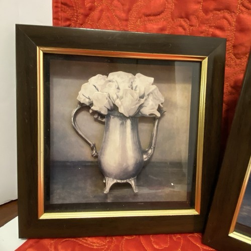 Three Picture Frames With Flowers In Vase 3D. Roses And Tulips. - Picture 2 of 8