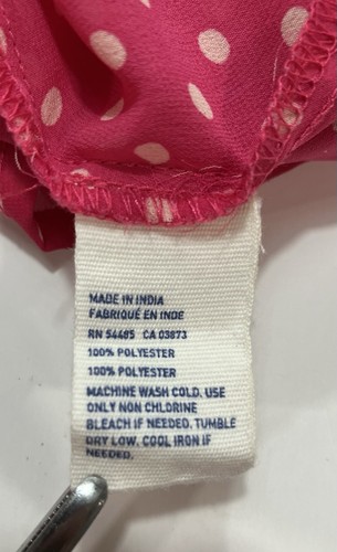 American Eagle Polyester Button Shirt Pink White Polka Dots Women’s Size L - Picture 5 of 6