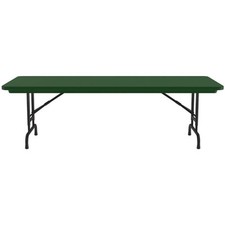 Correll 22-32" Adjustable Height H-D Plastic Blow-Molded Folding Table in Green