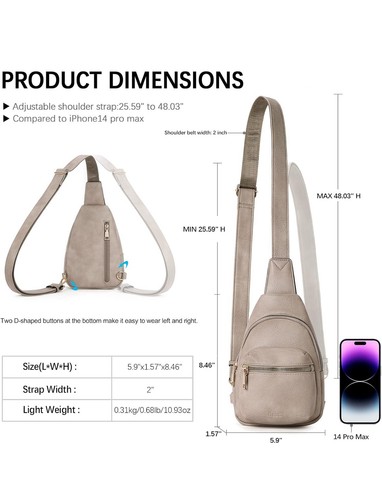 Small Sling Bag for Women Leather Crossbody Fanny Packs Trendy Women's Chest Bag - Picture 5 of 9
