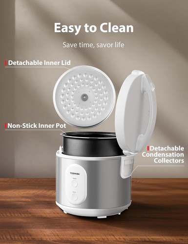 Toshiba Cuociriso e Vaporiera 5,5 Tazze (Non Cotto) Bianco Argento DANNI - Foto 5 di 5