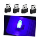 4PCS USB LED Car Interior Atmosphere Lamp, Portable Plug-in Mini Vehicle Blue