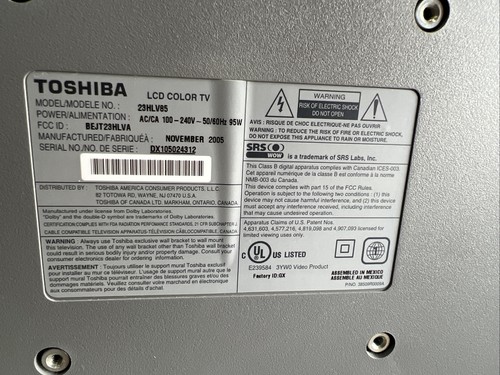 TOSHIBA 23HLV85 20" TV Theaterwide HD Retro Gaming/Computer/HDMI READ - Picture 5 of 6