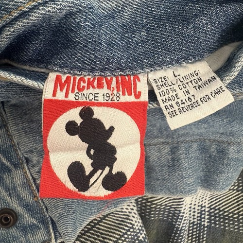 Vintage Jean Jacket Mens Denim Disney Mickey Mouse Sleeveless Reversible Size L - Picture 7 of 19