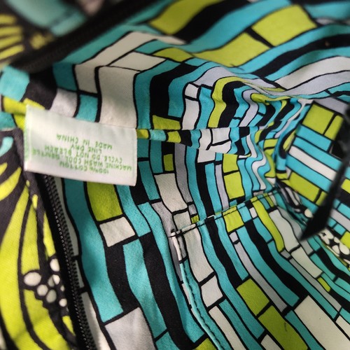 Vera Bradley Tote Bag Womens Large Blue Green Floral Quilted Purse Shoulder - Picture 6 of 8