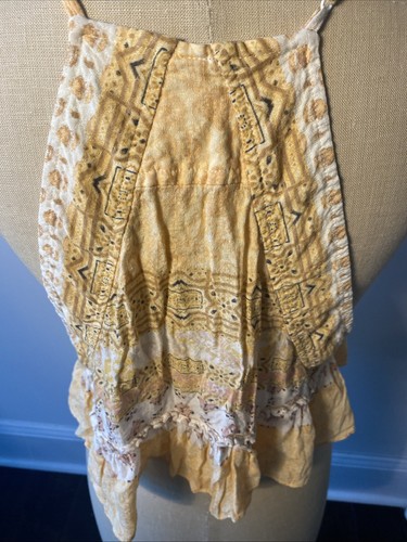 FREE PEOPLE Brighter Than Sunshine Printed Boho Ruffle Hem M Tank Top Festival - Picture 7 of 11