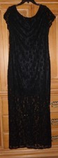 XHILARATION JUNIOR SIZE L BLACK LACE MAXI DRESS SHORT SLEEVES