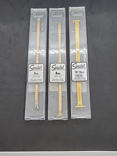 3 Damen Uhrenarmbänder Lot Speidel Neu Gold Twist O Flex in Box 8mm 3mm 10/14mm - Bild 1 von 18
