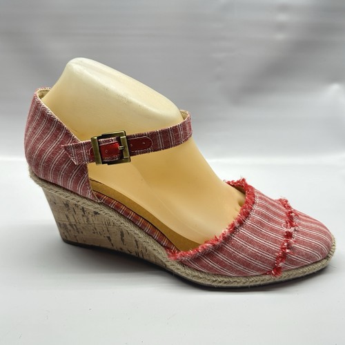 Life Stride Women's Wedge Heels Leena Size 9W Espadrille Wedge Sandal Red Canvas - Picture 2 of 14