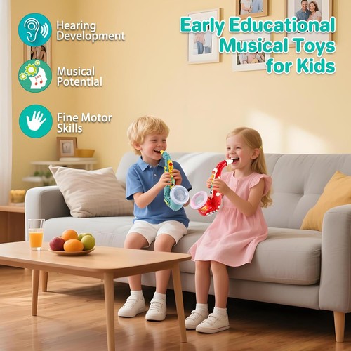 Saxofón para niños juguete de luz y sonido multifuncional educativo para niños pequeños - Imagen 7 de 8