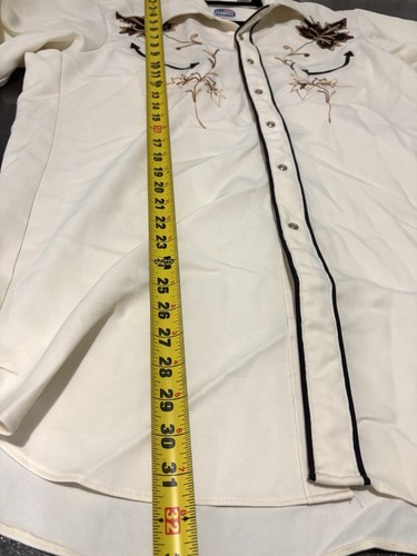 Vintage Miller Western Wear Pearl Snap Rockabilly Embroidered Crème Men’s L - Picture 8 of 9