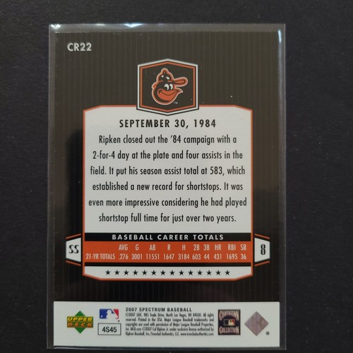 2007 Upper Deck Spectrum Cal Ripken Jr. - Road to the Hall - Select Single - Picture 43 of 185