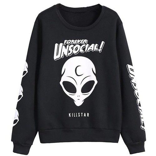Alien Printed Unisex Hoodie Women Men Fashion Casual Top Autumn - Picture 1 of 5
