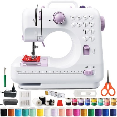 BRICH Kindernähmaschine, tragbare Mini Maschine mit 12 weiß + lila 