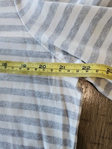 Talbots Top 1X grau weiß gestreift Baumwolle erhöhte Schleife Nieten adrette Küstenoma - Bild 8 von 11