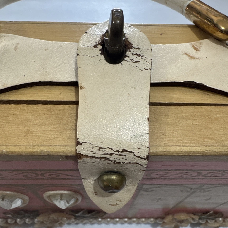 Vintage Signed Enid Collins Pink, Red,  & White Cable Car BOX PURSE 1964 - Image 3 of 4