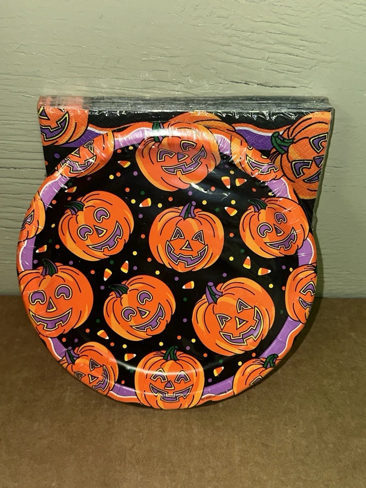 Creative Converting Napkins + Plates Halloween Treats Pumpkin Magic Sealed NOS - Image 2 of 4
