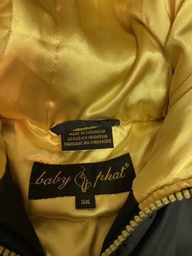 Baby Phat gefütterte Jacke Daunenmantel 2XL blau Fellkapuze Hip Hop Streetwear Vintage Y2K - Bild 3 von 6