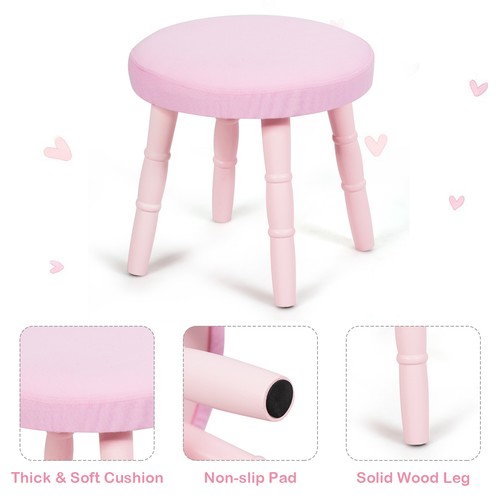 Juego de mesa y silla de maquillaje tocador para niños taburete de maquillaje juego para niños rosa - Imagen 8 de 12