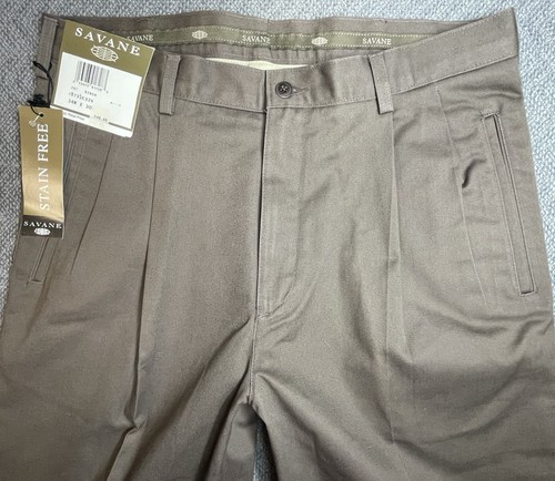 Pantalones de vestir plisados SAVANE para hombre 34x30 BIRCH "se ajustan como 33x30" nuevos con etiquetas - Imagen 5 de 17