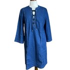 J Jill denim dress with lace up neckline in size large