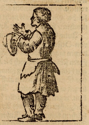 Grembiule uomo Sebastian Münster Cosmographia cappello lavoro xilografia prima del 1600 - Foto 1 di 2