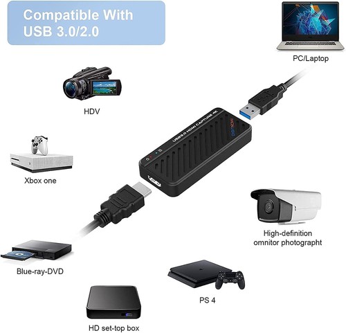 DIGITNOW 4K HDMI Video Capture Karte USB 3.0 Streaming Recorder für PS5 PS4 Xbox - Bild 7 von 8