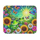 Colorful Frog and Butterfly Mouse Pad, Cute Desk Accessory, Flower Power Mat