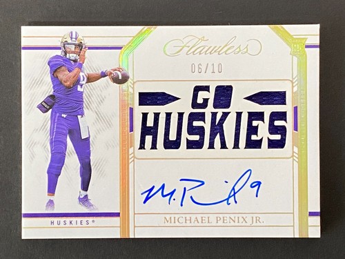 Michael Penix Jr. 2024 Flawless Gold Team Slogans Auto #ed 6/10