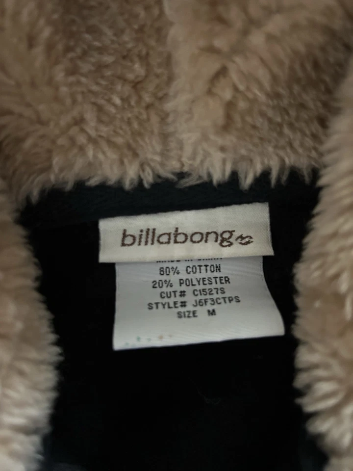 Sudadera con capucha Billabong vintage Y2K con cremallera para mujer, capucha forrada de piel sintética mediana Foto 3 de 4