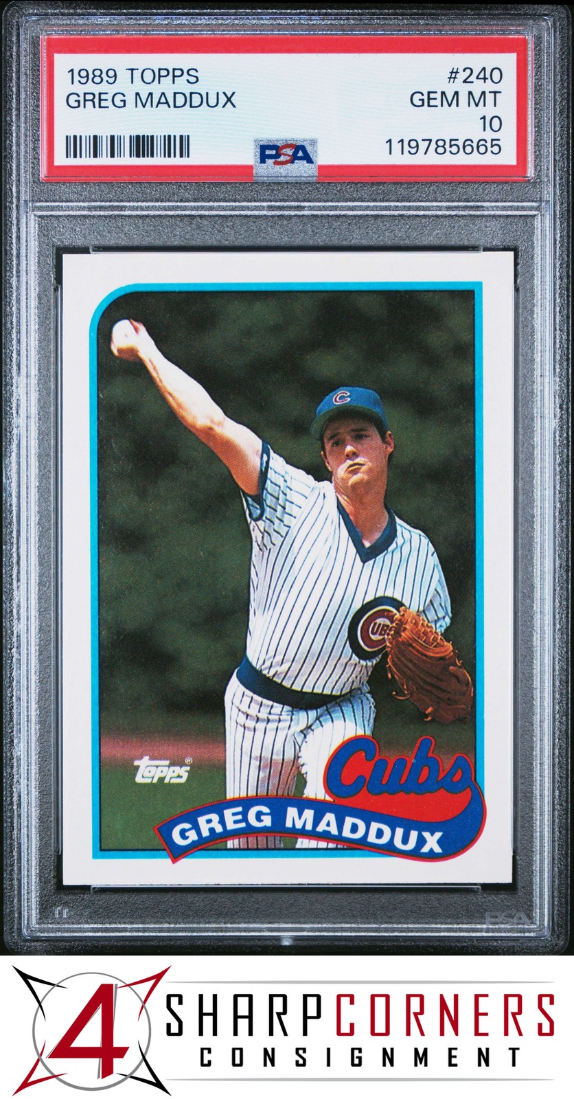 1989 TOPPS #240 GREG MADDUX CUBS HOF PSA 10