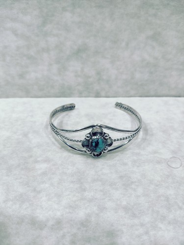 Floral gedrehte Manschette Türkis und Sterling Silber Navajo Armband - Bild 1 von 9